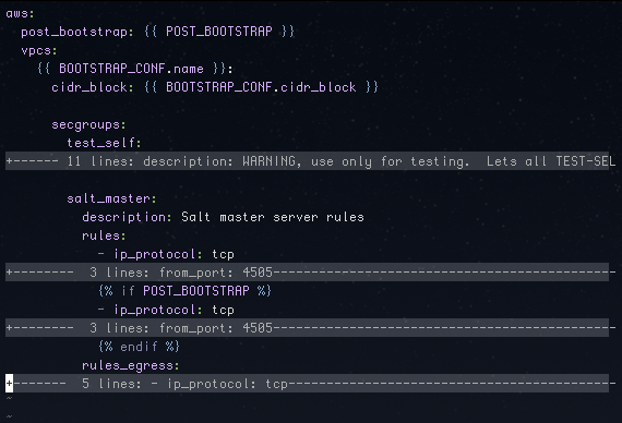 View of Vim's default YAML folding rules